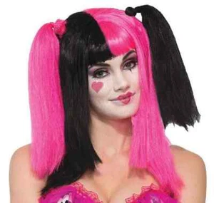 Sweetheart Clown Wig Harlequin Pink Fancy Dress Halloween Costume Accessory - Picture 1 of 1