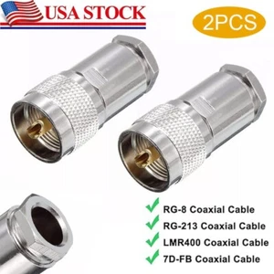 2x PL-259 UHF Zacisk wtykowy RF Złącza koncentryczne do RG-8 / RG-8U / RG-213 / LMR400 / 7D-FB - Zdjęcie 1 z 9