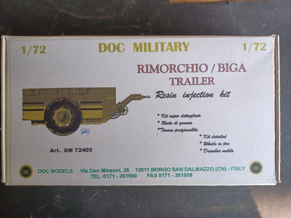 DOC MODELS  72405 - rimorchio Biga resin model kit 1/72 - Immagine 1 di 1