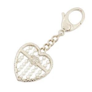 CHANEL Heart Bag Charm PG/Faux Pearl ABG045 - Picture 1 of 9