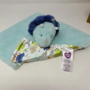 Parents Choice Dinosaur Lovey Satin Back Security Blanket Fur 12” Triceratops - Picture 1 of 10