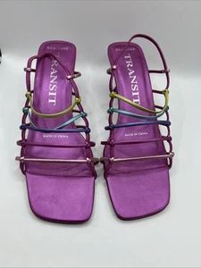 Transit New York Women’s Heeled Sandals Pink Multicolor Size 7.5 Strappy NEW - Picture 1 of 8