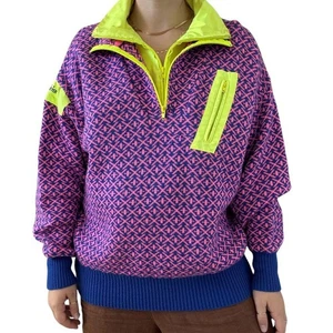 Vintage Obermeyer Sport Kess Apres Neon Ski Geometrisch Pullover Gefüttert Herren XL - Bild 1 von 9