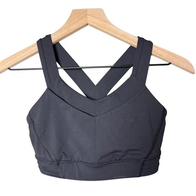 Lululemon Run On Black Sports Bra Womens Size 4 Performance Running  - Image 1 of 4
