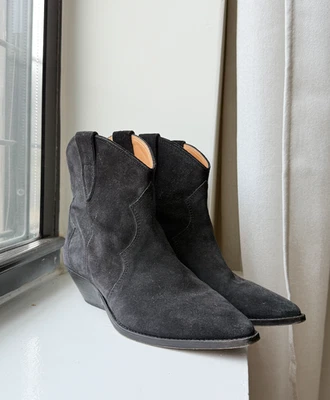 Isabel Marant Grey Suede Ankle Western Cowboy Boots Women's Size 39 US 9 - Image 1 of 4