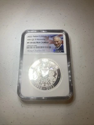 Silver Piefort G. Britain HM QE 11 2022 Memorial NGC PF70 ¡Ultra camafeo! Foto 1 de 2