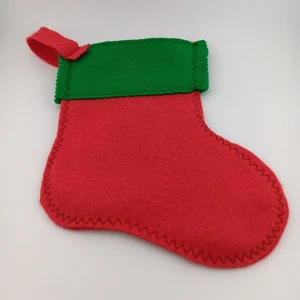Handmade Felt Christmas Stocking Red & Green - 8" - Picture 1 of 3
