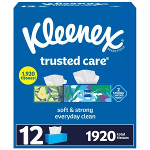 Kleenex Trusted Care 2-lagige Gesichtstücher, flache Boxen 160 Taschentücher/Box, 12 Boxen - Bild 1 von 7