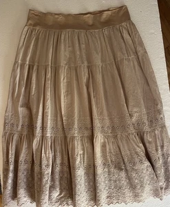 Twiggy London 1X Beige Rock Banded Taille Gefüttert Landhausstil Rock Khaki - Bild 1 von 7