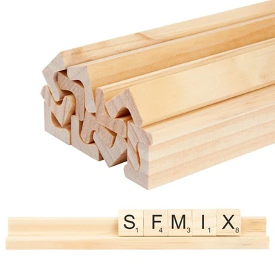 12 Pack Wooden Game Letter Holder Racks for Scrabble Tiles, 7.5x.7x.8" - Image 1 of 4
