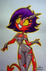 Hellava Boss 2019 Alex Hipolito SIGNIERT Handbemalt Convention Pinup Hellaverse - Bild 1 von 2