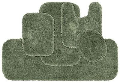  Juego de 5 piezas Serendipity Deep Fern verde (alfombra de contorno, 5 alfombras de baño) peludo  Foto 1 de 4