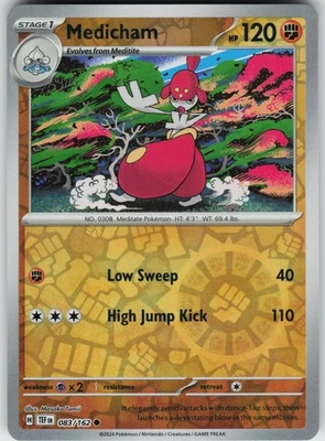Pokemon Medicham 083/162 SV05: Temporal Forces NM Reverse Holo card - Image 1 of 2
