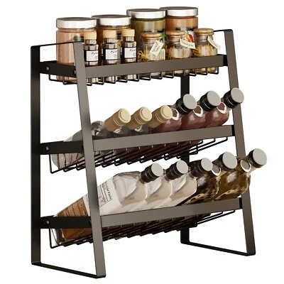 Organizador de especiarias de cozinha 3 camadas prateleira rack armazenamento barra armário organizador - Imagem 1 de 4
