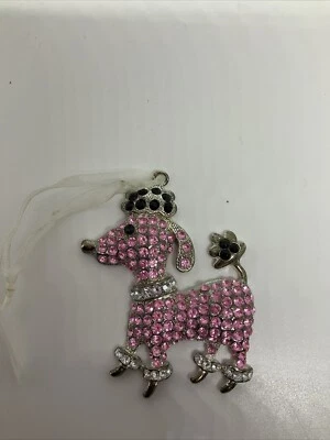 Pink Black Bling Crystal Poodle Ornament Door Hanger - Imagem 1 de 3