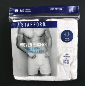 NEU Stafford gewebte Boxershorts Unterwäsche Große 36-38 weiß 4er Pack 100% Baumwolle VERSIEGELT - Bild 1 von 7