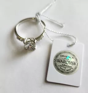 Swarovski Crystal Solitaire Ring - Size 10 - Picture 1 of 7
