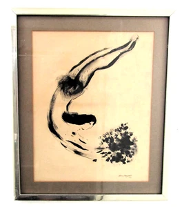 Marc Chagall Lithograph 1953 Nude Abstract Woman Framed in Chrome behind Glass - Imagen 1 de 9