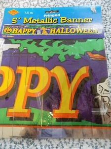 Happy Halloween 5-Foot Metallic Fringe Banner ~ New - Picture 1 of 1