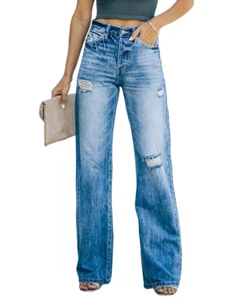 UDEAR Blue Denim High Waist Wide Leg Pants Size S - Picture 1 of 1