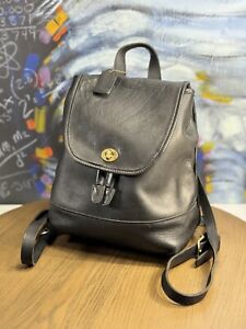 Vintage Coach 9791 Black Leather Backpack The Daypack Style Rucksack Drawstring