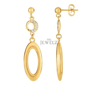 14K Gold 0,10 ct VS/F-G Diamant Ohrhänger 55 mm lang Ohrringe - The Jewelz - Bild 1 von 3