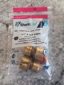 Fontanería de latón 1/2 x 3/4fnpt Sharkbite Pex CPVC cobre empujar para conectar - Imagen 1 de 3
