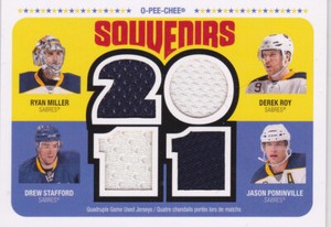 11-12 OPC Ryan Miller Derek Roy Stafford Pominville Jersey Souvenirs Sabres 2011