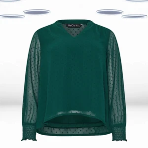 Ex M&Co Womens Petite Long Sleeve Spot Print Blouse in Teal Green (Defect) - Picture 1 of 4