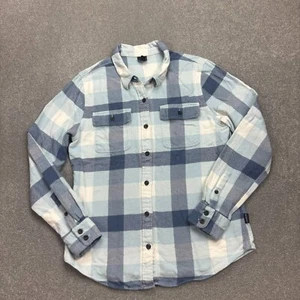 Patagonia Shirt Womens Medium Blue Button Up Fjord Flannel Hiking Hawaiian Lady - Picture 1 of 9