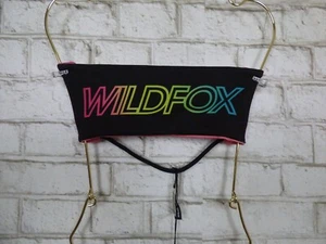 $69 Wildfox Black Pink Strappy Logo Bandeau Bikini Top XS W275 - Picture 1 of 8
