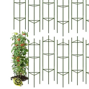 Space-Saving 12-Pack Tomato Cages with Adjustable Arms for Easy Plant Support - Picture 1 of 10
