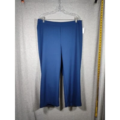 Pantalones de vestir de pierna ancha cómodos elásticos azules talla 1X Foto 1 de 4