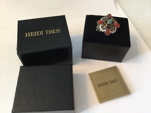 NIB AUTHENTIC SIGNED HEIDI DAUS (5) JADE, CARNELIAN & CLEAR CRYSTAL DECO RING NR - Picture 1 of 8
