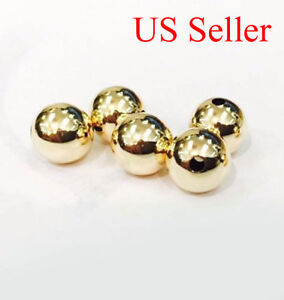 1pcs 14k solid yellow gold 10 mm round polish loose  bead  10MM 