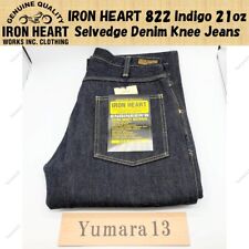 IRON HEART 822 Indigo 21oz Selvedge Denim Double Knee Jeans Size W28-40 New