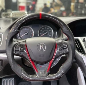 Acura tlx 2015 2020 Carbon fiber steering wheel Black leather Red stitching - Foto 1 di 4