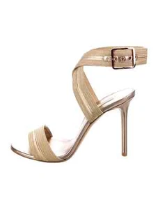 CASADEI Gold Canvas Sandals SZ 6.5 IT 36.5 Very Good Condition wit Box &Dust Bag - Picture 1 of 5