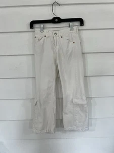 ZARA KIDS Girl White Denim Cargo Style Flare Jeans OFF white Play 7 years y941c - Picture 1 of 14