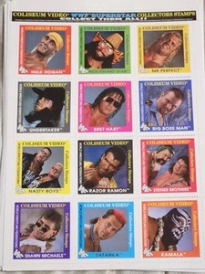 1993 WWF Wrestling Coliseum Video Stamp Sheet Hulk Hogan Macho Undertaker Razor - Picture 1 of 1