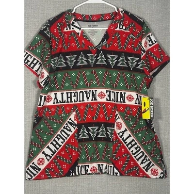 Blusa Médica Joe Boxer Mujer Navidad Traviesa Bonita Bastón de Caramelo Cuello en V Talla XL NUEVA CON ETIQUETAS Foto 1 de 4