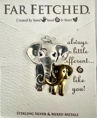 Colgante elefante padre y bebé plata y metal mixto de gran alcance Foto 1 de 4