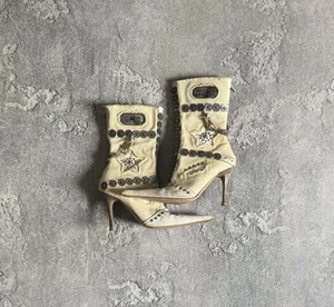 El Dantes 37size Avantgarde Y2K Hysteric Glamour High Hi Heels Shoes Boots Denim - Picture 1 of 20