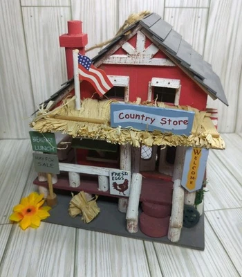 Country Store Birdhouse Red General Store Building Shop Decoration  Home Decor - Image 1 of 4