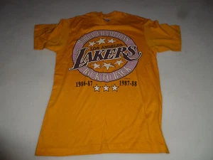 VINTAGE T-SHIRT WORLD CHAMPIONS LA LAKERS 1986-88 SIZE MEDIUM NBA BACK TO BACK  - Picture 1 of 4