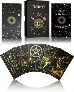Gold Foil Tarot Cards with Guide Book Set & Gift Box for Beginner & E - Picture 1 of 12