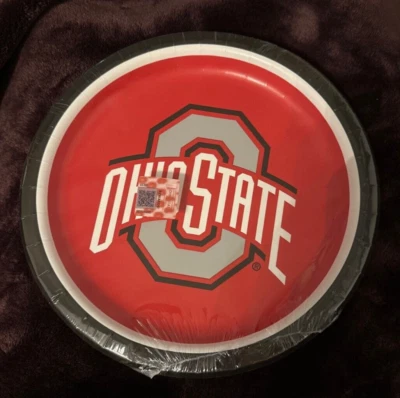 "Placas de papel con logotipo de Ohio State Buckeyes 8,75"" - 8 quilates fiesta de fútbol americano, puerta trasera" Foto 1 de 2