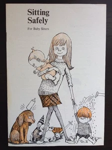 1970 Sitting Safely For Baby Sitters Pamphlet Book Illustrations Advertising - Picture 1 of 12
