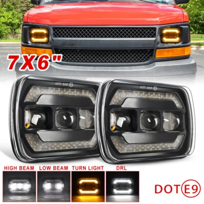  Par de faros LED Hi-Lo DRL de 7x6"" para camioneta Chevy C1500 C2500 C3500 Suburban Foto 1 de 4
