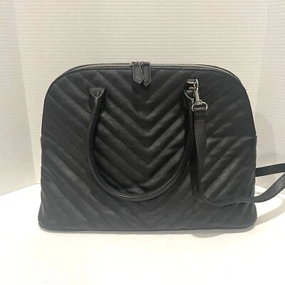 Express Negro Acolchado Grande Cartera Bandolera Bolso de Mano Cremallera Imitación Cuero Retro Foto 1 de 4